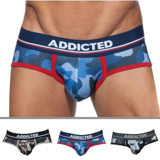 Addicted 3-Pack Camo Mesh Push Up Briefs - Khaki - Grey - Blue