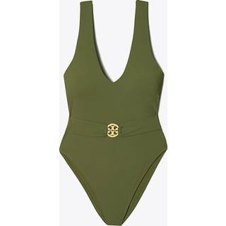 Tory Burch Miller belted swimsuit - green - XS