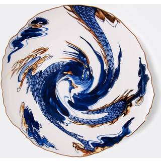 Seletti Tableware - 'Classic on Acid, Imari Dragon' dinner plate in blue Porcellana
