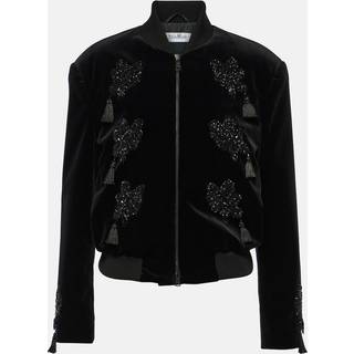Max Mara Musette embroidered velvet bomber jacket - black - XXS