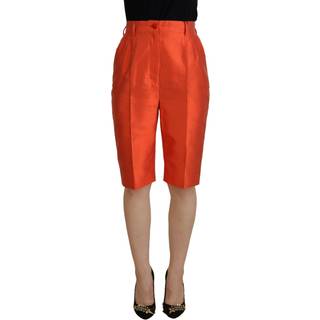 Dolce & Gabbana Orange Silke High Waist Cropped Bukser & Jeans