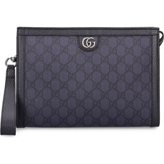 Gucci - Ophidia Leather-Trimmed Monogrammed Supreme Coated-Canvas Pouch - Men - Blue