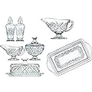 Godinger 8 stykker værtinde Service Set - Salt og Pepper Shakers Butter Dish Sugar and Creamer Servering Bakke - Dublin Collection