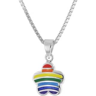 trendor 41691 Mädchen-Halskette mit bunter Blume 925 Silber Collier