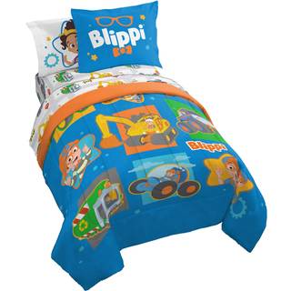 Jay Franco Blippi & Meekah Trucks Fuld dyne s?t - 7 stykker bl? senget?jsark s?t & pudebetr?k - Super Soft Microfiber Bed Set