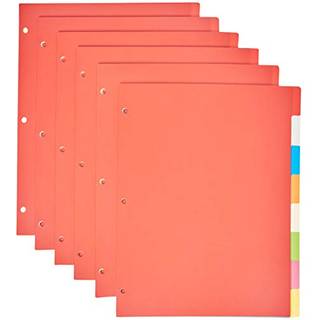 Amazon Basics 3-Ring Binder Plastic Divider Set 3-huller stanset bogstavst?rrelse 8-faner Divider 6 Pack Assortered Color