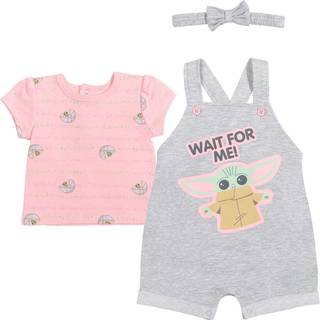 Star Wars Barnet nyf?dte babypiger fransk Terry snap korte overalls t-shirt & pandeb?nd 3 stk s?t lysegr? 3-6 m?neder
