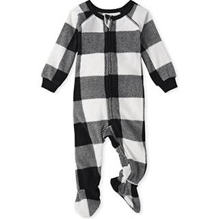 B?rnenes sted 1 stykke familie Matchende juleferie fleece pyjamas s?tter voksen Big Kid Toddler Baby Blk/WHT Buff 9-12 m?neder