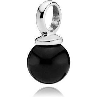 NEW PEARLY - Pendant shiny silver.- small - black onyx