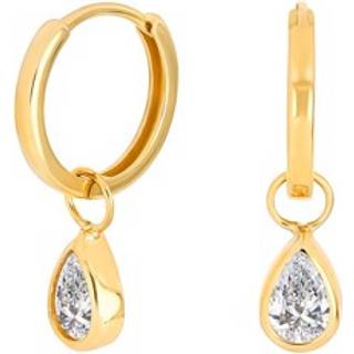Siersbøl 8kt. guldcreoler med dråbe cubic zirkonia