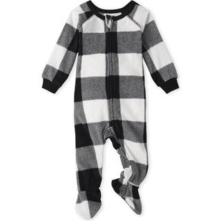 B?rnenes sted Baby Toddler One Piece Family Matching Holiday Pyjama Sets Fleece Black/White Check 2t