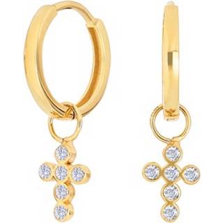 Siersbøl 8kt. guldcreoler med cubic zirkonia kors
