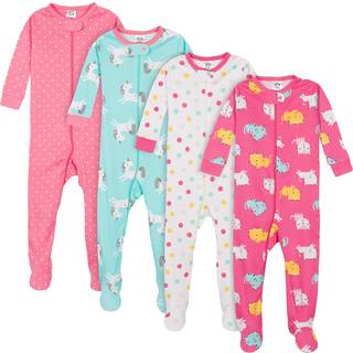Gerber Baby Girls '4-Pack Footed Pyjamas Unicorns Cats Pink 12 m?neder