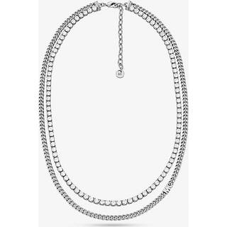 MK Precious Metal-Plated Brass Double Chain Tennis Necklace - Silver - Michael Kors - ONE SIZE