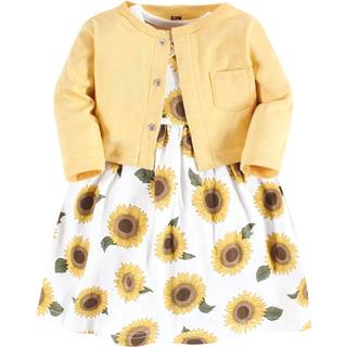 Hudson baby baby pigeres bomuldskjole og cardigan satte solsikke 9-12 måneder