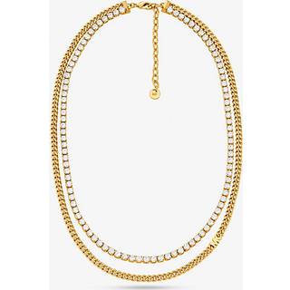 MK Precious Metal-Plated Brass Double Chain Tennis Necklace - Gold - Michael Kors - ONE SIZE