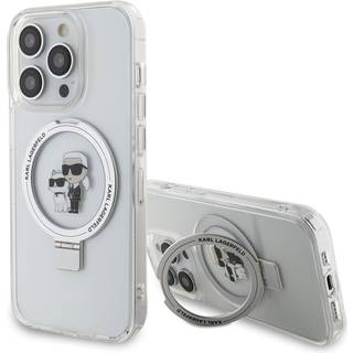 iPhone 15 Pro Max Karl Lagerfeld Ringstand Karl & Choupette Mag Case - Hvid