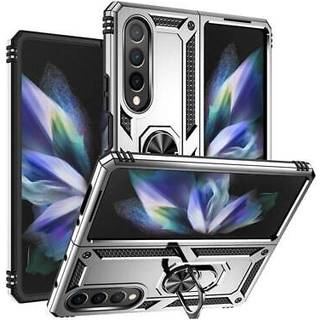 Samsung Galaxy Z Fold4 Hybrid Cover med Metal Stativ - Sølv