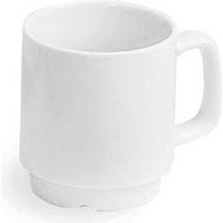 Herkules porcelæn krus med hank stabelbar 26cl  hvid