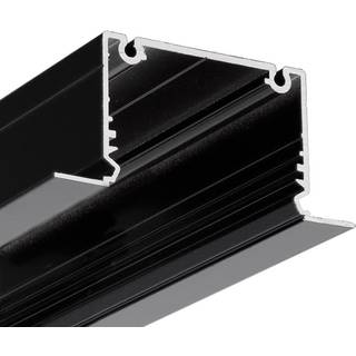 1m aluprofil PHIL RECESSED C10 - Sort lakeret, indbygget, LED skinne