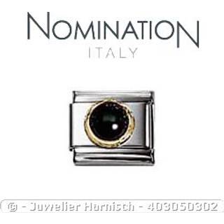 Nomination Classic - EDELSTEINE RUND aus Edelstahl und 18K-Gold (ACHAT SCHWARZ) - schwarz