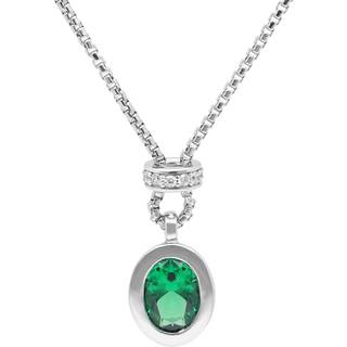 trendor 15135 Damenkette Silber Grüner Stein