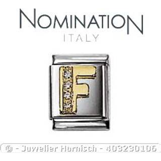 Nomination BIG - BUCHSTABEN Edelstahl, 18K-Gold und Cubic Zirc. (F) - weiß