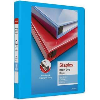 Staples 976056 1-tommer Staples Heavy-Duty View Binder med d-ringer lysebl?