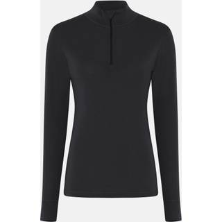 Langærmet t-shirt "half zip" | 100% merino uld | Sort