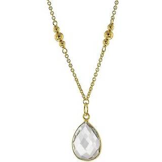 trendor 51179 Damen-Kette Gold auf Silber 925 Collier mit facettiertem Quarz