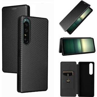 Sony Xperia 1 IV Flip Cover - Karbonfiber - Sort