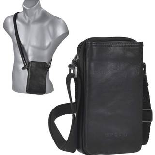 Handy Umhängetasche Leder Pure Black 1106-20 | Greenburry.de