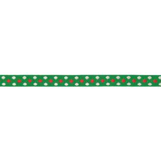 Ribbon grün Punkte rot-silber 2m - Rot, Silber
