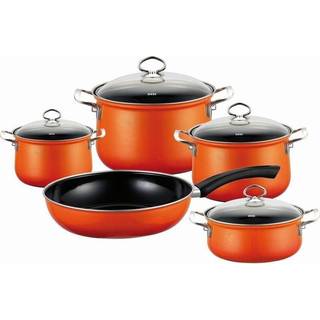 Riess Nouvelle Corall 5-teiliges Kochgeschirr-Set - Emaille - Rot