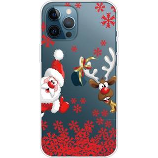 iPhone 14 Pro Max Fleksibelt Plast Jule Bagside Cover - Julemand og Rensdyr