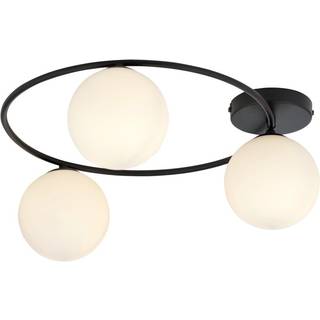 Loftlampe Sopra, opal hvid/sort, glas, E14