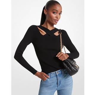 MK Ribbed Stretch Knit Cutout Jumper - Black - Michael Kors - L