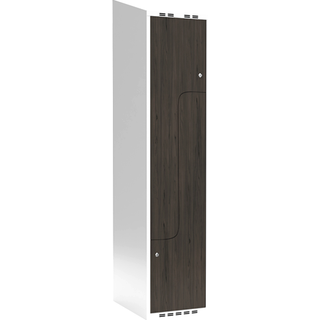 Garderobeskab 1x400 mm Skråt tag 2-delt søjle Z-dør Laminat dør Nocturne wood Cylinderlås