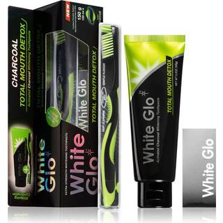 Tandblegning Tandpasta + Tandbørste White Glo CHARCOAL Total Mouth Detox