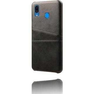 Samsung Galaxy A30 Sort Læderbetrukket Cover m. Kortholder