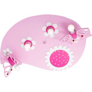Blad natsværmer loftlampe i rosa, 4 lyskilder