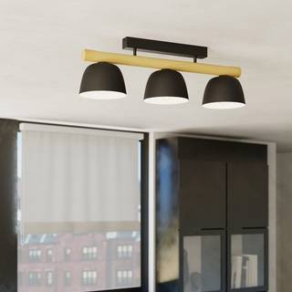 Sherburn loftlampe, længde 80 cm, sort/brun, 3 lyskilder.
