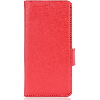 Alcatel 1S (2021) / 3L (2021) PU Litchi Læder Flip Cover m. Pung - Rød