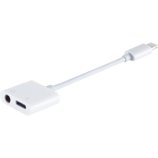 Lightning til 3.5 mm Mini Jack samt Ladefunktion Adapter - Hvid