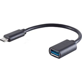 USB-C han til USB-A 3.0 hun kabel - 12 cm - Sort