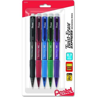 Pentel Twist-Erase Express 0,7 mm mekanisk blyant – udvalgte modefarver, pakke med 5 stk., sletbart twist-op viskelæder