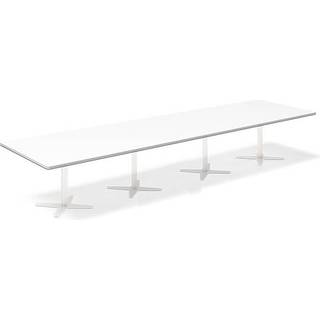 Konferencebord DNA, Hvid 4400x1200 mm rektangulært, Hvid understel