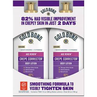 Gold Bond Age Renew Crepe-korrigerende kropslotion, Genopbyggende og udglattende, 26 oz (2x13 oz), Duftfri, Hudlæge-testet