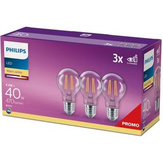 E27 - Philips LED Pære 4.3W - 470lm 3-pak