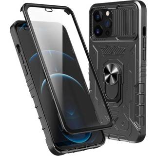 iPhone 13 Pro Max Håndværker Bagside Cover + Hærdet Glas Skærmbeskyttelse - Sort